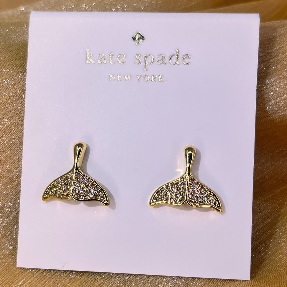 Kate Spade Gold Pavé Whale Tail Earrings
